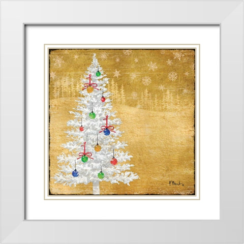 Gold Holiday V White Modern Wood Framed Art Print with Double Matting by Brent, Paul