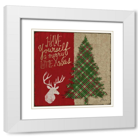 Tartan Holiday I White Modern Wood Framed Art Print with Double Matting by Brent, Paul