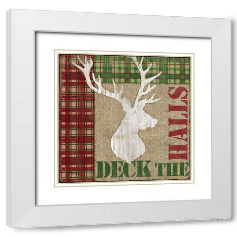 Holly Jolly Lodge III White Modern Wood Framed Art Print with Double Matting by Brent, Paul
