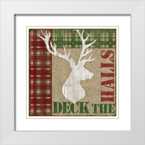 Holly Jolly Lodge III White Modern Wood Framed Art Print with Double Matting by Brent, Paul