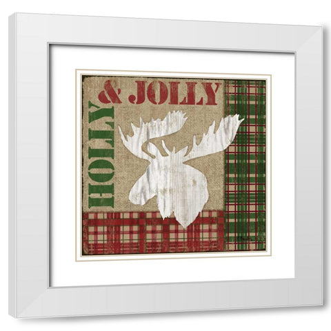 Holly Jolly Lodge IV White Modern Wood Framed Art Print with Double Matting by Brent, Paul