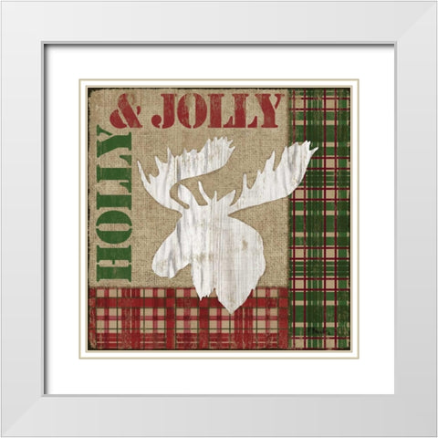 Holly Jolly Lodge IV White Modern Wood Framed Art Print with Double Matting by Brent, Paul