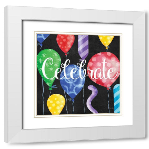 Celebration Balloons I White Modern Wood Framed Art Print with Double Matting by Brent, Paul