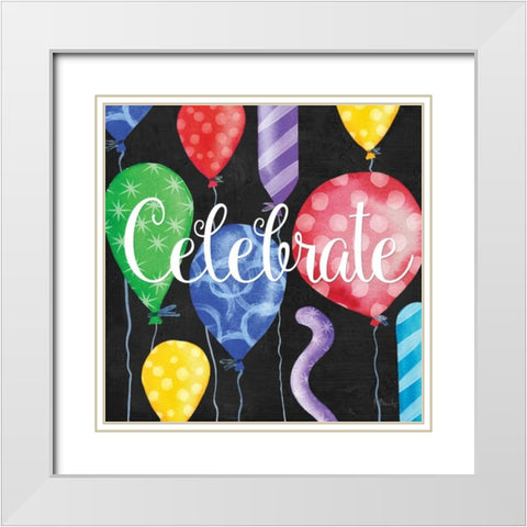 Celebration Balloons I White Modern Wood Framed Art Print with Double Matting by Brent, Paul
