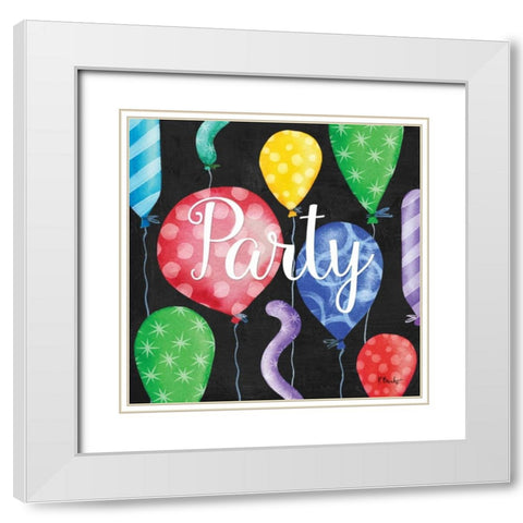 Celebration Balloons II White Modern Wood Framed Art Print with Double Matting by Brent, Paul