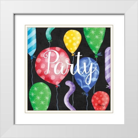 Celebration Balloons II White Modern Wood Framed Art Print with Double Matting by Brent, Paul