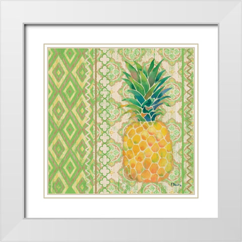 Fruit Ikat I White Modern Wood Framed Art Print with Double Matting by Brent, Paul
