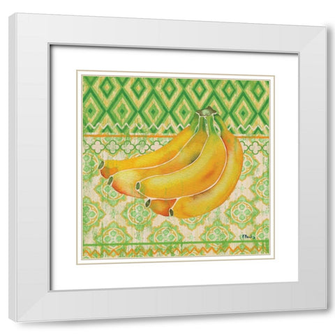 Fruit Ikat III White Modern Wood Framed Art Print with Double Matting by Brent, Paul