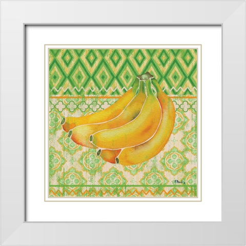 Fruit Ikat III White Modern Wood Framed Art Print with Double Matting by Brent, Paul