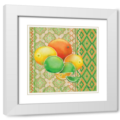 Fruit Ikat IV White Modern Wood Framed Art Print with Double Matting by Brent, Paul