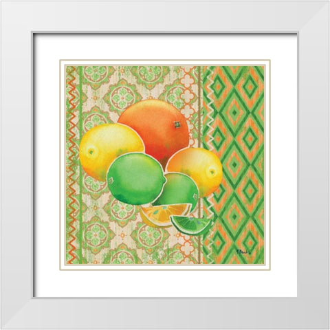 Fruit Ikat IV White Modern Wood Framed Art Print with Double Matting by Brent, Paul
