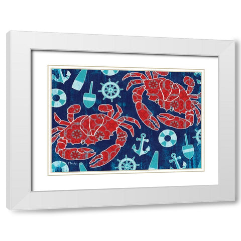 Pattern Crabs White Modern Wood Framed Art Print with Double Matting by Brent, Paul