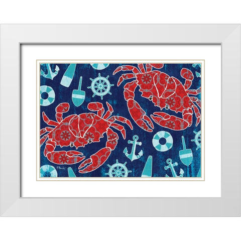 Pattern Crabs White Modern Wood Framed Art Print with Double Matting by Brent, Paul
