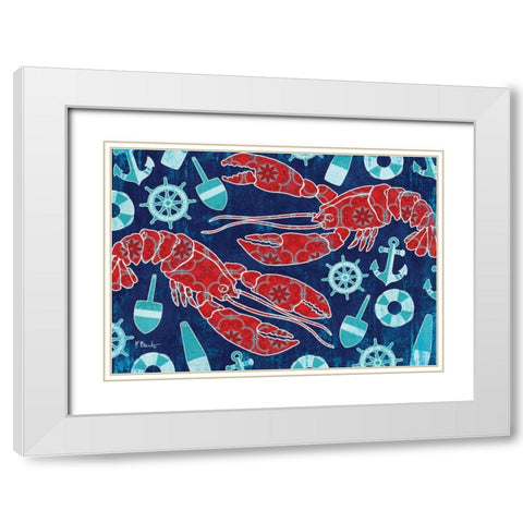 Pattern Lobsters White Modern Wood Framed Art Print with Double Matting by Brent, Paul