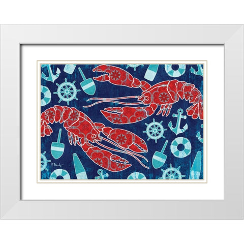 Pattern Lobsters White Modern Wood Framed Art Print with Double Matting by Brent, Paul