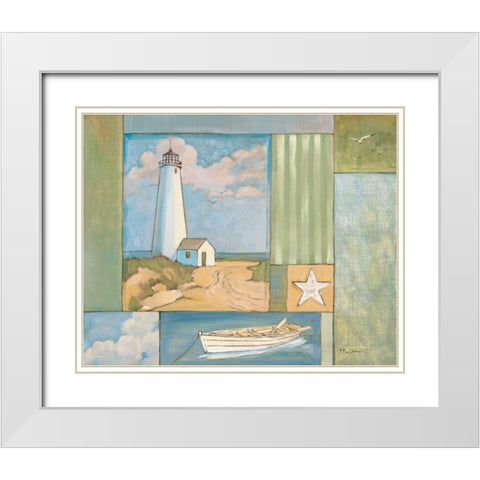 Lighthouse Collage I White Modern Wood Framed Art Print with Double Matting by Brent, Paul