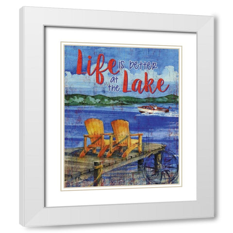 Lake Time Vertical II White Modern Wood Framed Art Print with Double Matting by Brent, Paul