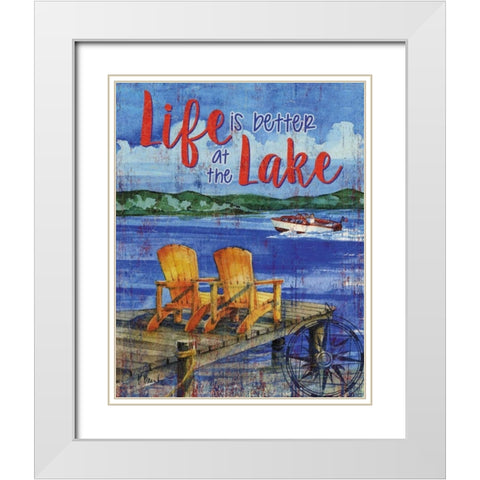 Lake Time Vertical II White Modern Wood Framed Art Print with Double Matting by Brent, Paul