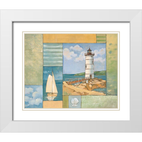 Lighthouse Collage II White Modern Wood Framed Art Print with Double Matting by Brent, Paul