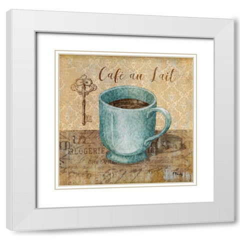 Bonjour Cafe III White Modern Wood Framed Art Print with Double Matting by Brent, Paul