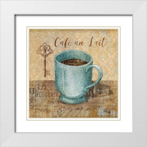 Bonjour Cafe III White Modern Wood Framed Art Print with Double Matting by Brent, Paul
