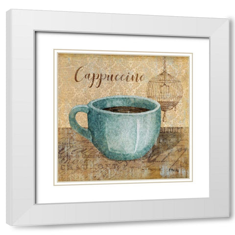 Bonjour Cafe IV White Modern Wood Framed Art Print with Double Matting by Brent, Paul