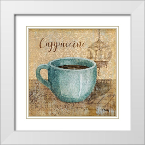 Bonjour Cafe IV White Modern Wood Framed Art Print with Double Matting by Brent, Paul