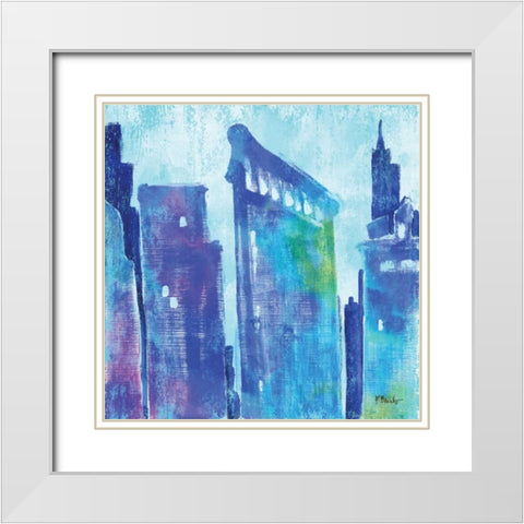 Manhattan IV White Modern Wood Framed Art Print with Double Matting by Brent, Paul