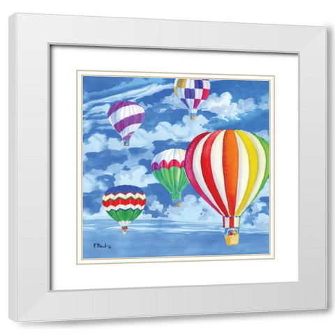 Balloons II White Modern Wood Framed Art Print with Double Matting by Brent, Paul