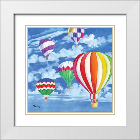 Balloons II White Modern Wood Framed Art Print with Double Matting by Brent, Paul