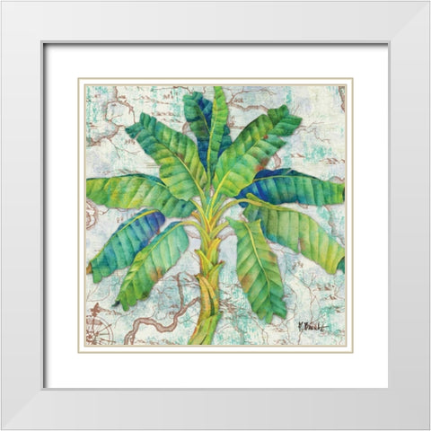 Aqueous Palm II White Modern Wood Framed Art Print with Double Matting by Brent, Paul