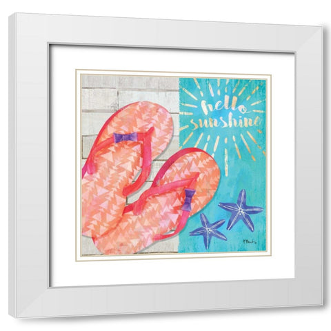 Sunshine Sandals I White Modern Wood Framed Art Print with Double Matting by Brent, Paul
