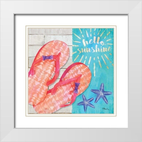 Sunshine Sandals I White Modern Wood Framed Art Print with Double Matting by Brent, Paul