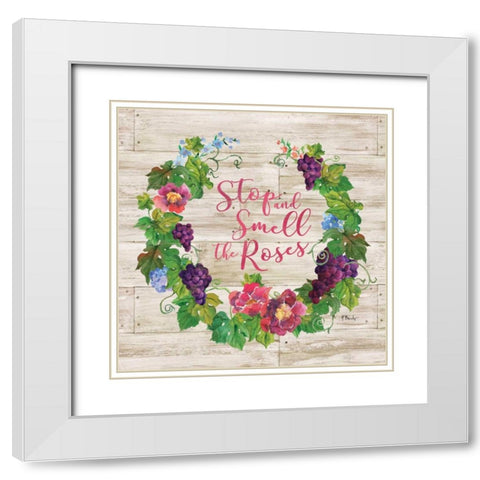 Smell the Roses White Modern Wood Framed Art Print with Double Matting by Brent, Paul
