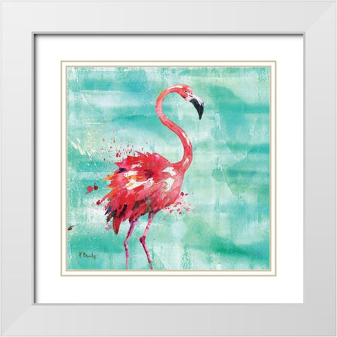 Arianna Flamingo I White Modern Wood Framed Art Print with Double Matting by Brent, Paul