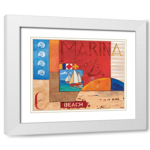Portofino Collage II White Modern Wood Framed Art Print with Double Matting by Brent, Paul