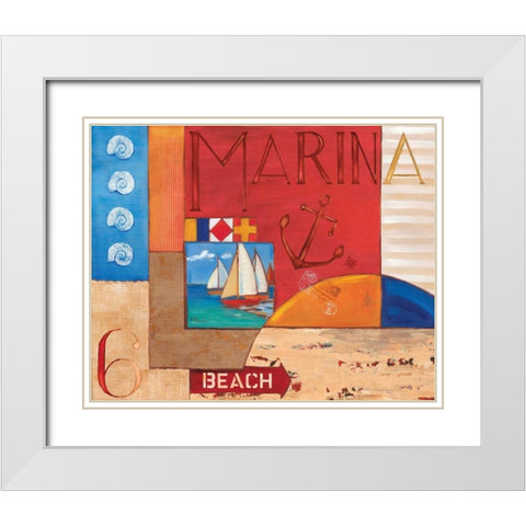 Portofino Collage II White Modern Wood Framed Art Print with Double Matting by Brent, Paul