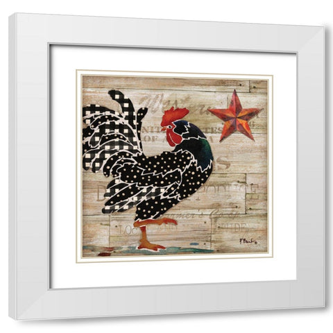 Farmhouse Rooster I White Modern Wood Framed Art Print with Double Matting by Brent, Paul
