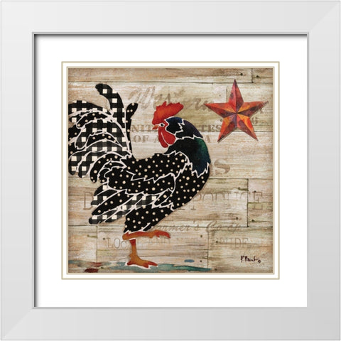 Farmhouse Rooster I White Modern Wood Framed Art Print with Double Matting by Brent, Paul