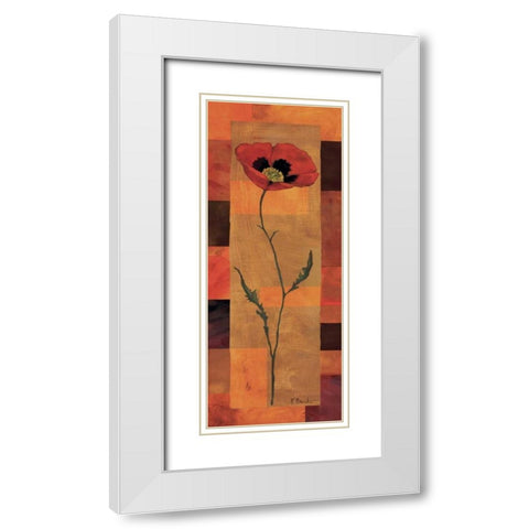 Goa Poppy Panel I White Modern Wood Framed Art Print with Double Matting by Brent, Paul