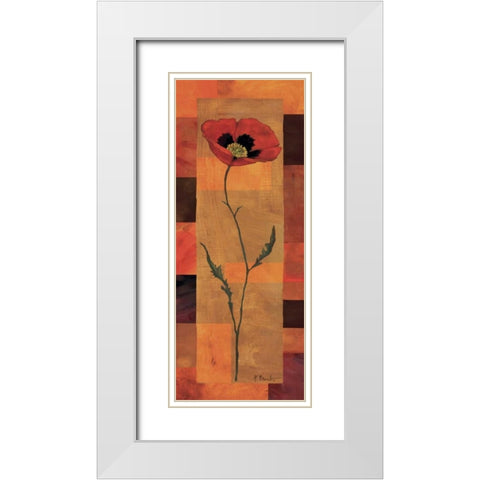 Goa Poppy Panel I White Modern Wood Framed Art Print with Double Matting by Brent, Paul
