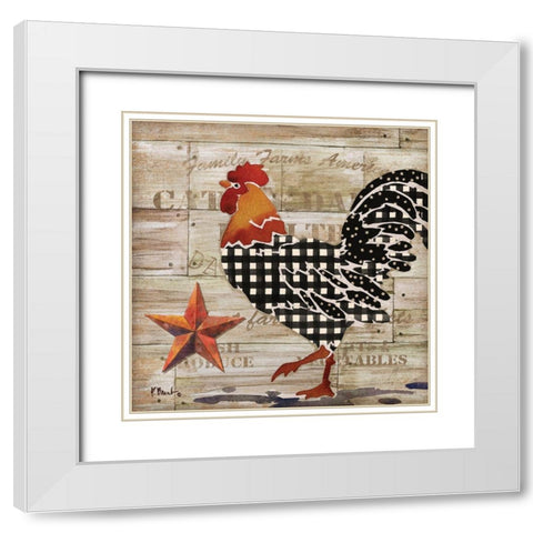 Farmhouse Rooster II White Modern Wood Framed Art Print with Double Matting by Brent, Paul