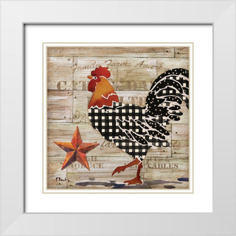 Farmhouse Rooster II White Modern Wood Framed Art Print with Double Matting by Brent, Paul