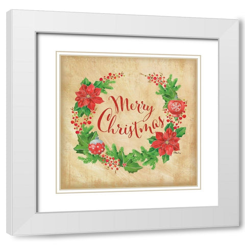 Christmas Wreath White Modern Wood Framed Art Print with Double Matting by Brent, Paul