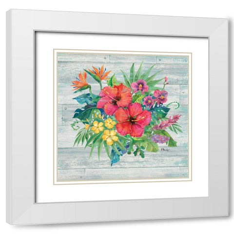 Island Floral II White Modern Wood Framed Art Print with Double Matting by Brent, Paul