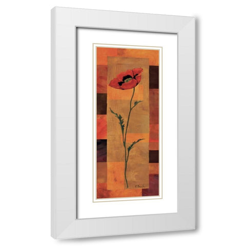 Goa Poppy Panel II White Modern Wood Framed Art Print with Double Matting by Brent, Paul