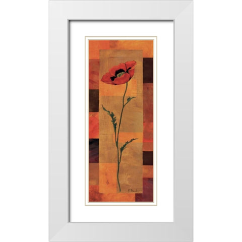 Goa Poppy Panel II White Modern Wood Framed Art Print with Double Matting by Brent, Paul