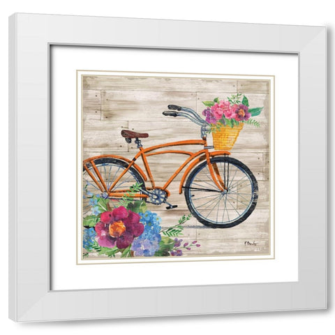 Petal Pusher III White Modern Wood Framed Art Print with Double Matting by Brent, Paul
