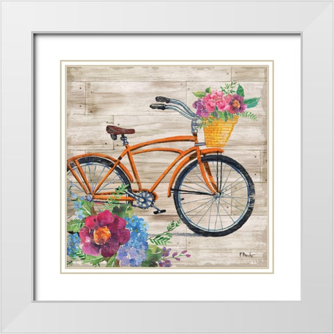 Petal Pusher III White Modern Wood Framed Art Print with Double Matting by Brent, Paul