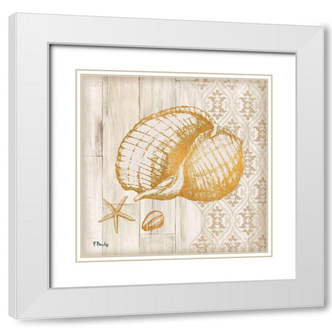 Saint Tropez Shells II White Modern Wood Framed Art Print with Double Matting by Brent, Paul